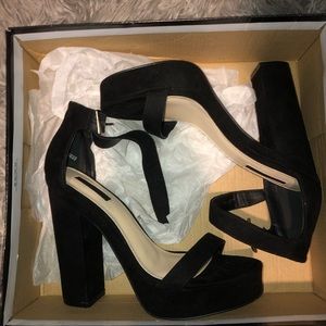Black strap heels